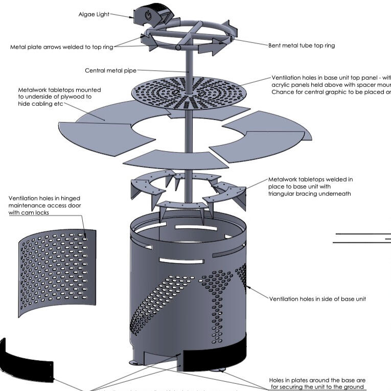 Untitled CAD drawings showing the metal support structure for the Algae exhibit